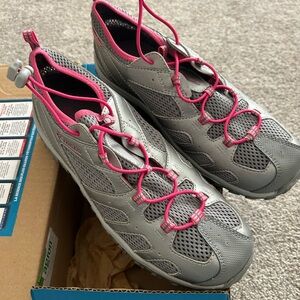 Columbia Gray and Pink Athletic Shoes with Bungee Lacing
